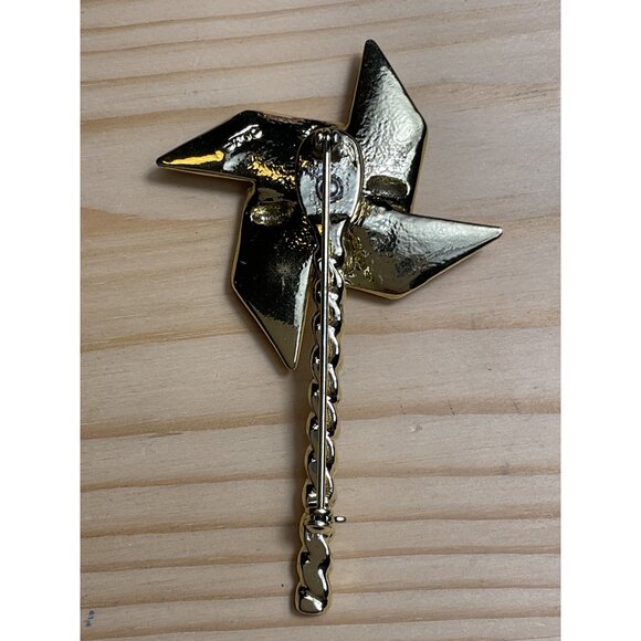 Vintage Gold-Tone Pinwheel Brooch Pin By AJC - Picture 3 of 5